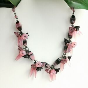 Vintage 2pc set Czech hand made bead necklace earring set